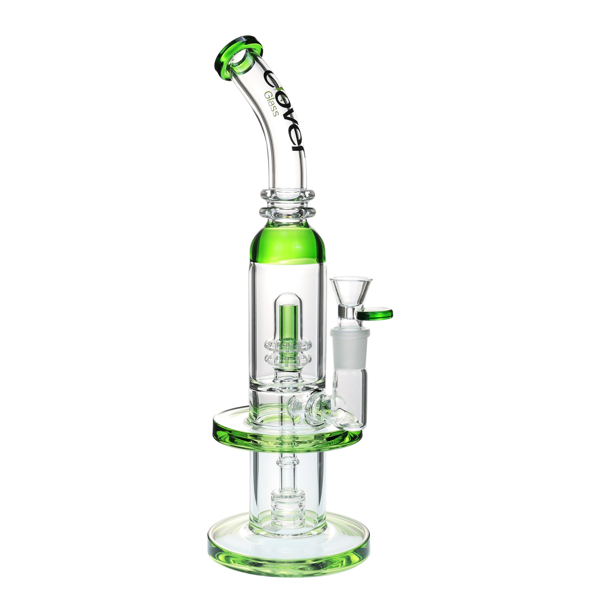 13" CLOVER Bent Neck Middle and Bottom Perc Water Pipe (WPB-350)