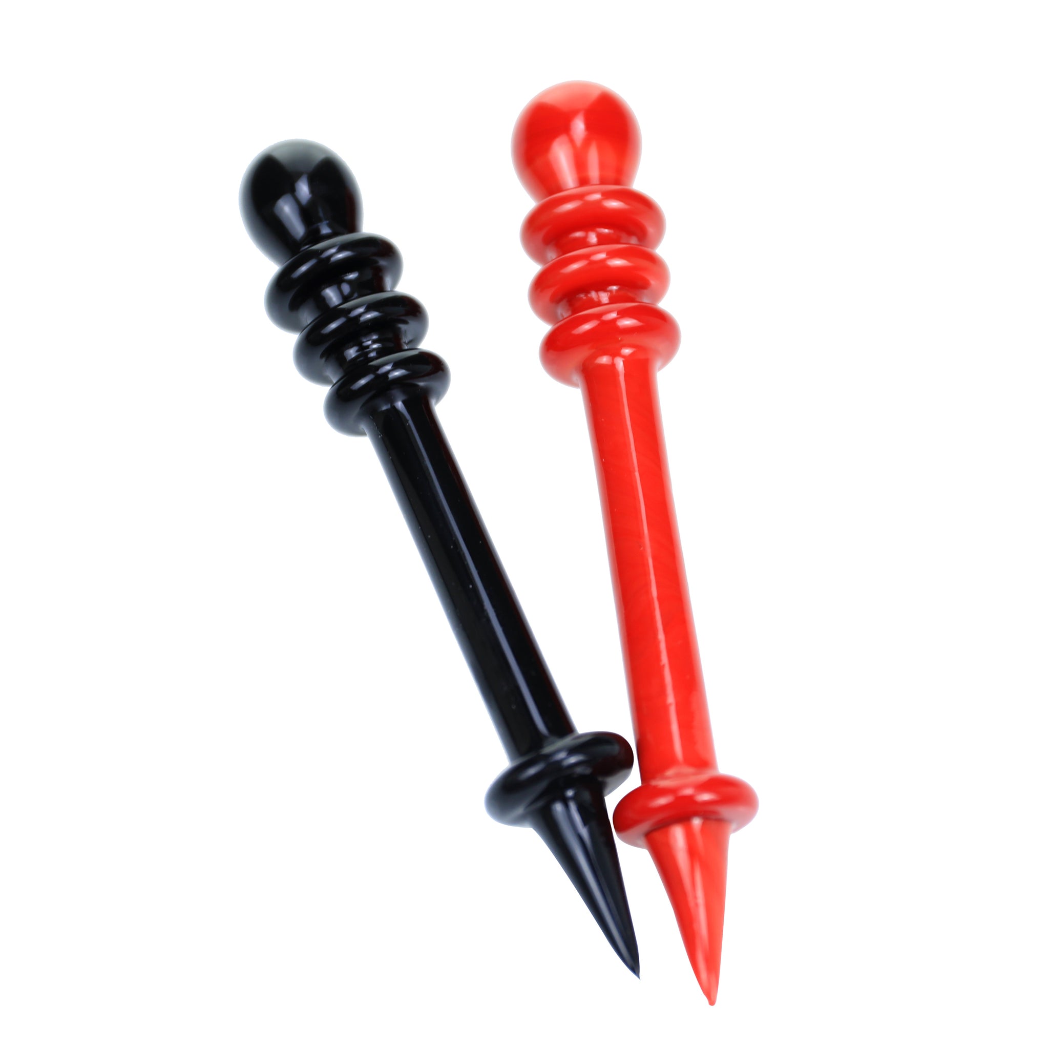 4.5" 3 Ring with Ball Top Colored Glass Dabber - 2pk