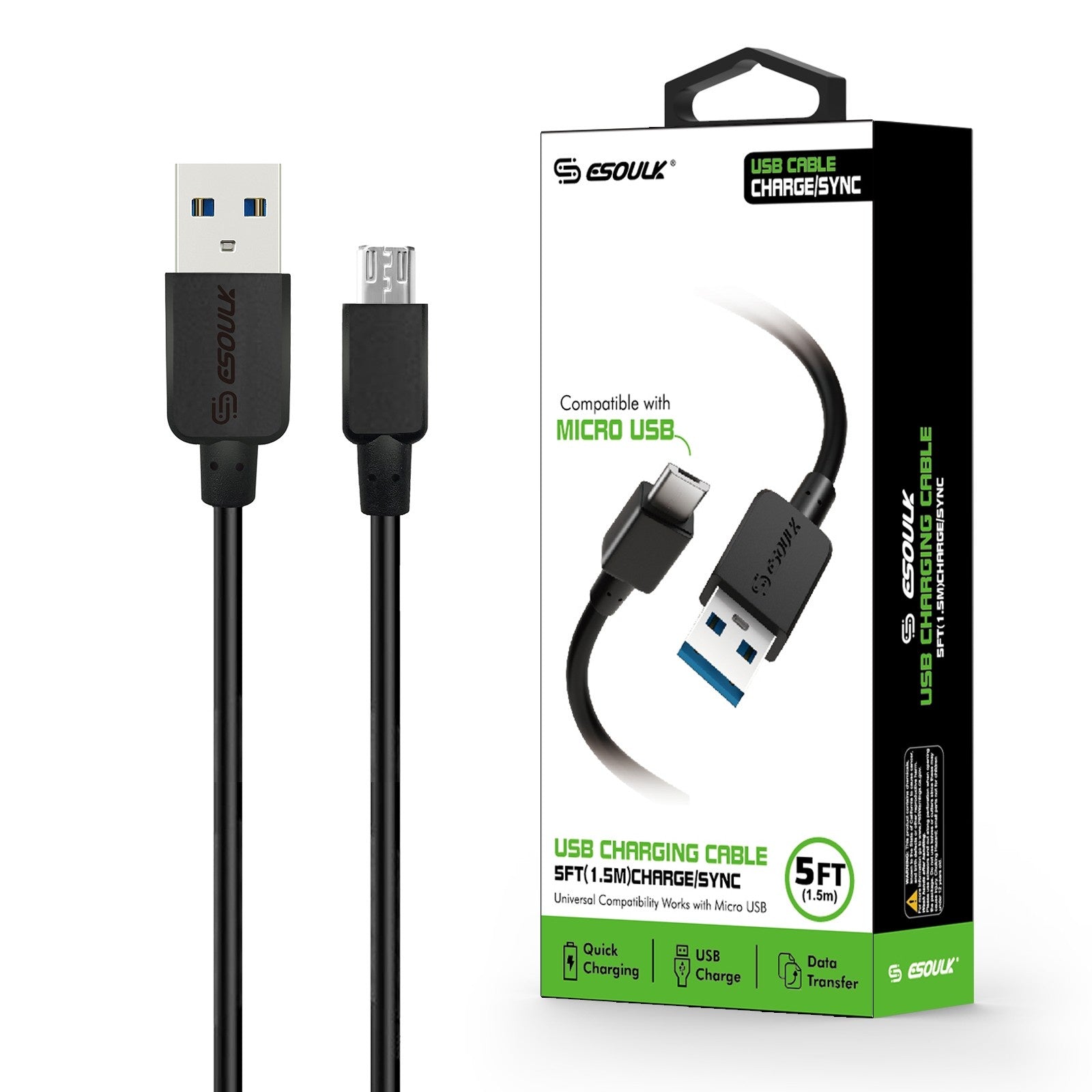 ESOULK 5ft Faster Speed Charging Cable For MICRO