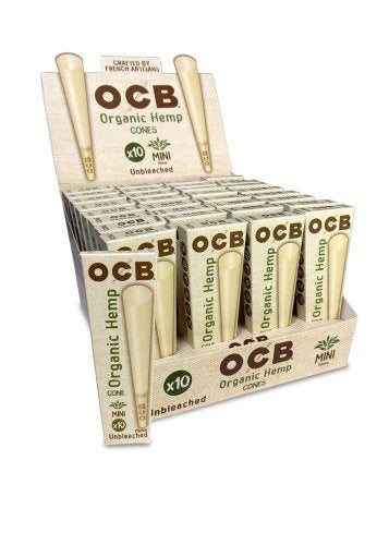 OCB - 70mm Mini Organic Hemp Pre-Roll Cones 10pk - 32ct Display