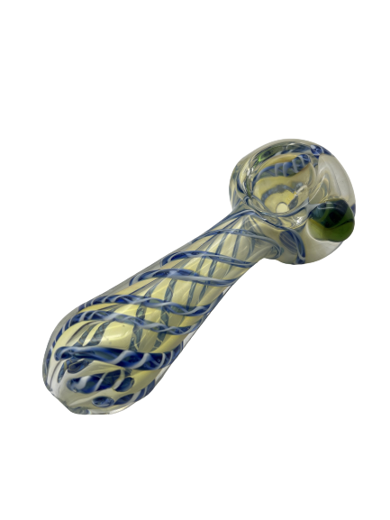 3.5" Silver Fumed Net Color Lines Hand Pipe