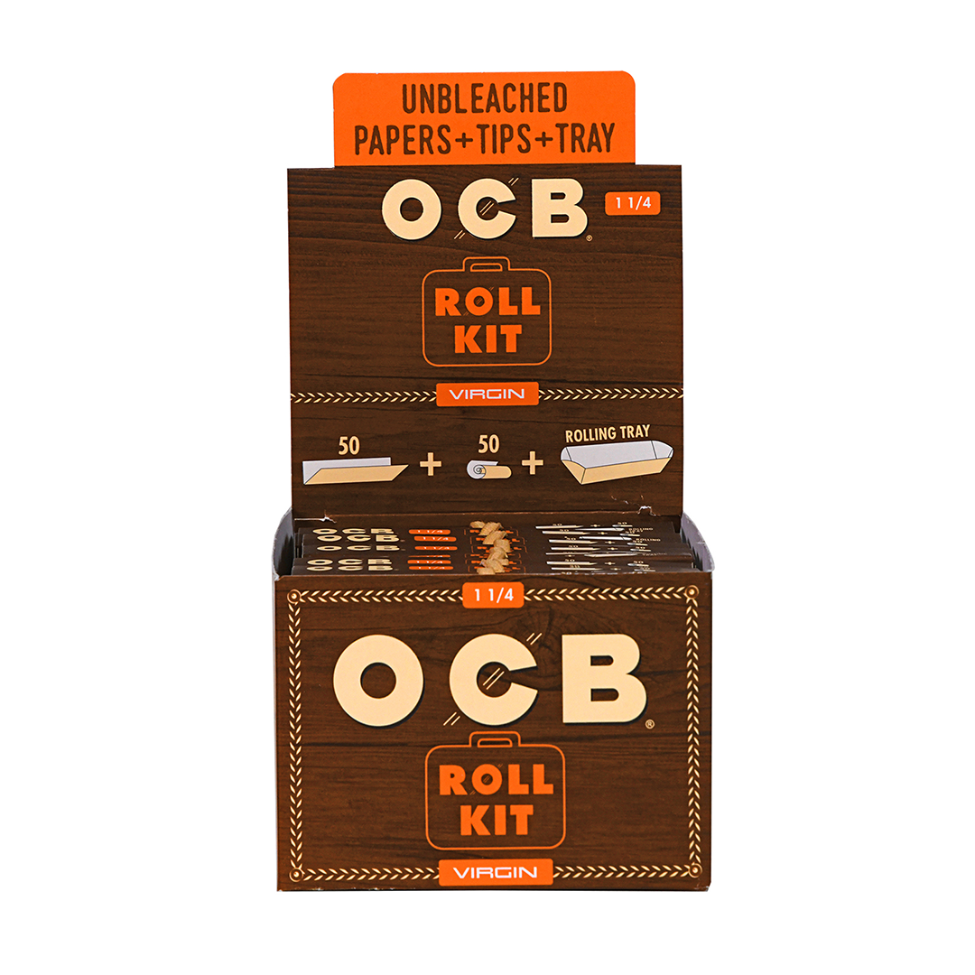 OCB Virgin Roll Kit Papers Slim & Tips & Tray 20 Packs- Buitrago Cigars