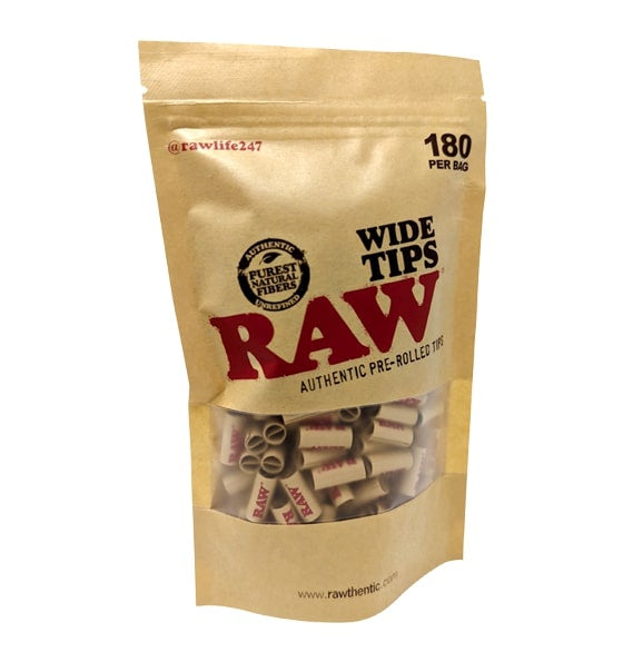 RAW Pre-Rolled Wide Tips - 180ct Bag