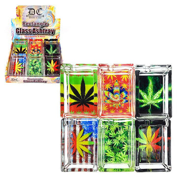Glass Rectangle Ashtray - 6ct Display (MSRP: $4.99)