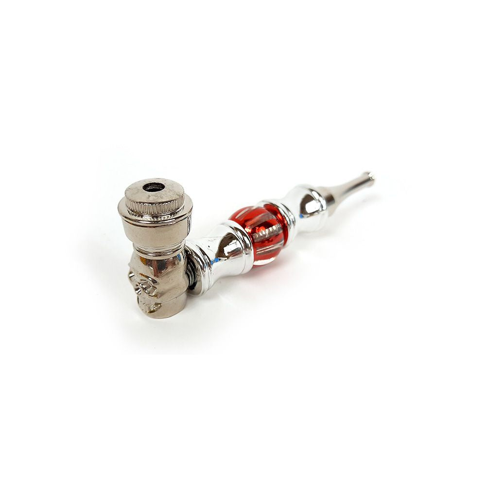 4.25" Skull Metal Pipe with Jewel Design - 12ct Display (MSRP: $4.99ea)